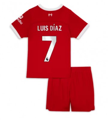 Liverpool Luis Diaz #7 Hjemmebanesæt Børn 2023-24 Kort ærmer (+ korte bukser)